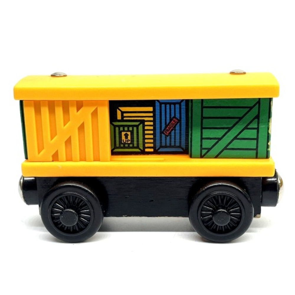 Thomas & Friends‎ BOX CAR Wooden Magnetic Train Yellow Green Sliding Door
